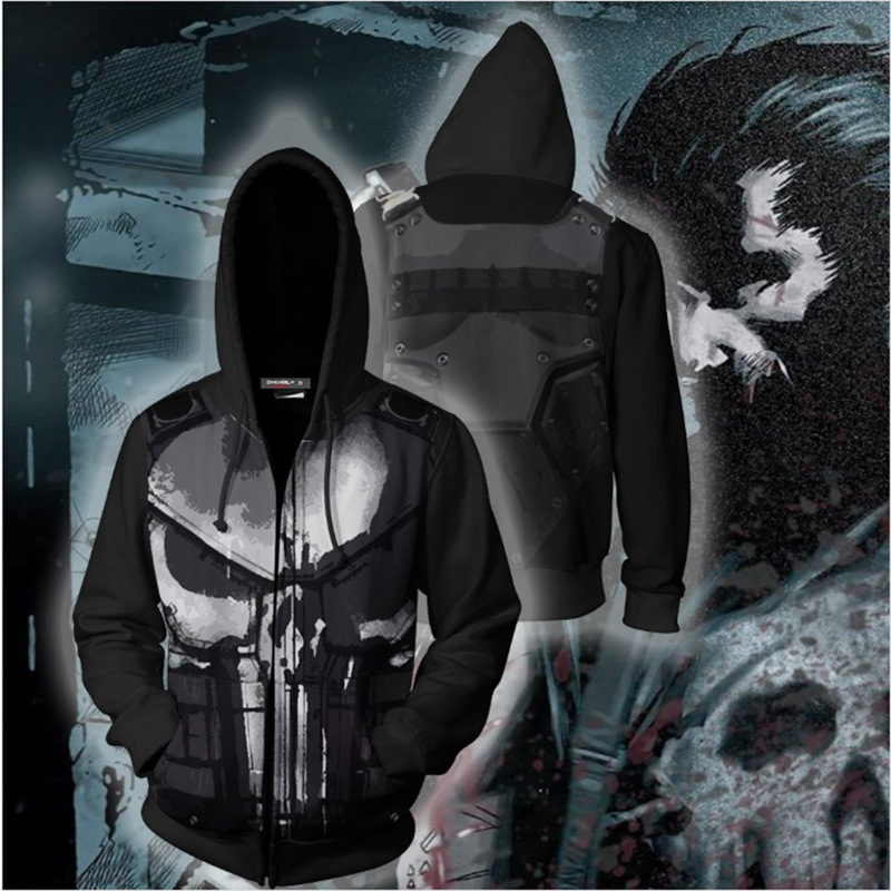 3D Printed Punisher Zip-up Hoo - đánh giá và giá Haori Japanese Jacket