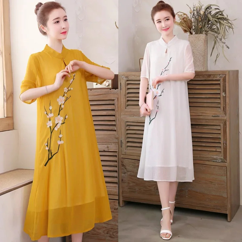 White Chinese Qipao Cheongsam  - đánh giá và giá Ao Dai Vietnam Dress