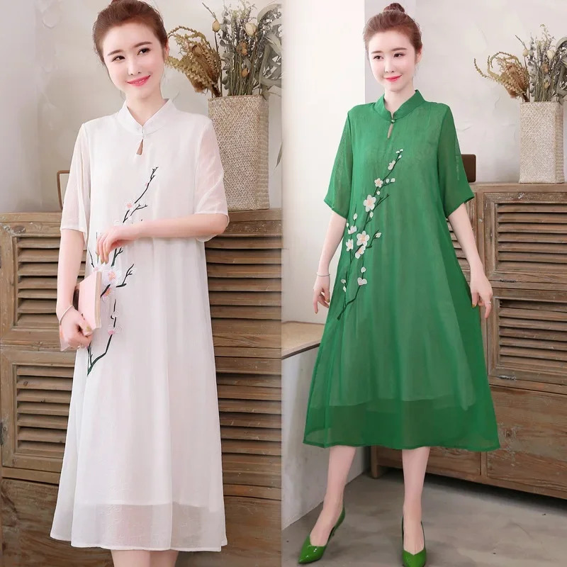 White Chinese Qipao Cheongsam  - đánh giá và giá Ao Dai Vietnam Dress