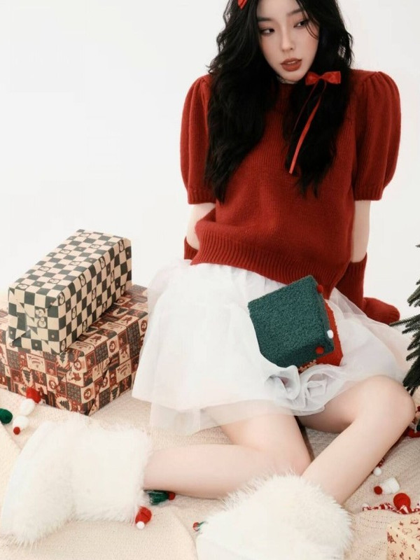 Cute Red Christmas Sweater Pho - đánh giá và giá Ethnic Fashion Wear